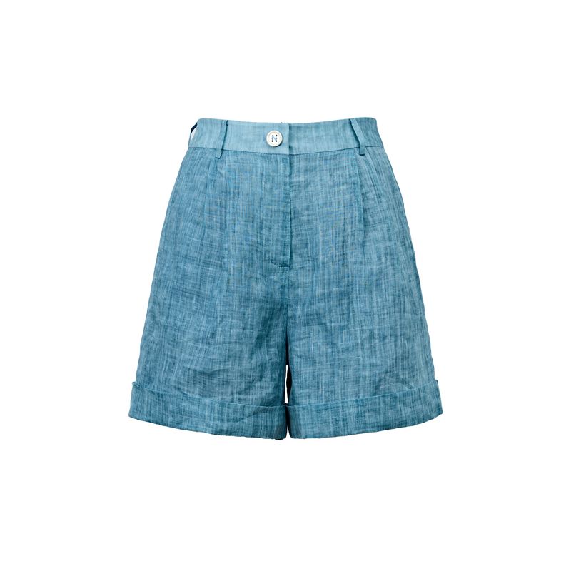 

Blacknini Инь Хуафу Блюз Сет Чистая Рами Ручной Окраски Тонкий Прозрачный Костюм Верхняя Одежда/Шорты