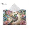 Handmade Gem Painting Set DIY Faux Diamond Art Tissue Box, Leather Desktop Holiday Gift for Craft Lovers Holder Pouch, 5D Rhinestone Embroidery