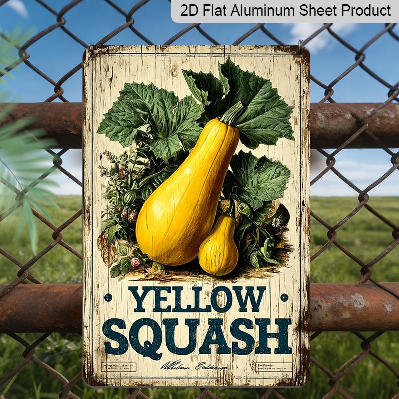 

2D Flat, Vintage Yellow Squash Aluminum Sign - Retro Farmhouse Vegetable Wall Decor Farmhouse Decor, Kitchen Decor, Garden Decor, Vegetable Market 20*30cm