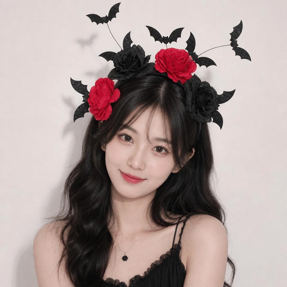 Black Artificial Flowers Halloween Headband Party Role-playing Accessory  Cosplay Costume