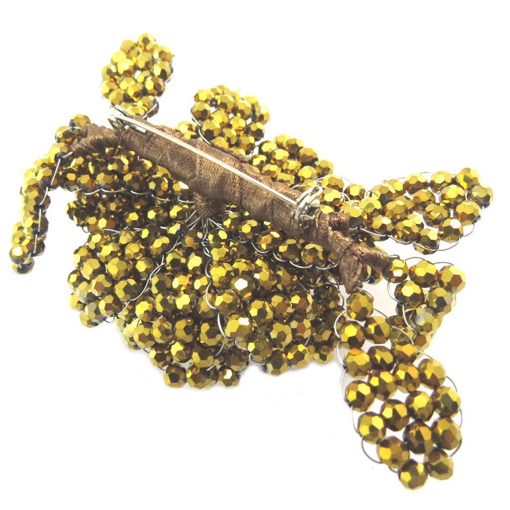 Lily-Crystal [P4417] - Artisanal Brooch 'Callas' Gold - 12x6 Cm