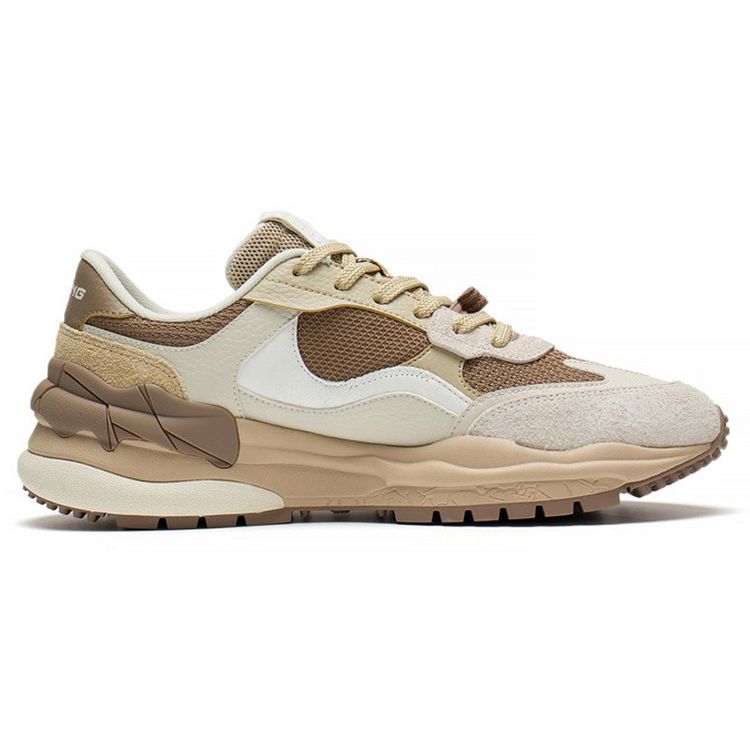 Li Ning Origin Reflective Trend Low Top Sports Casual Shoes Men Sneakers White Brown AGLS157-5