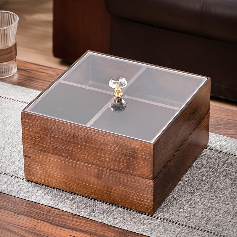 Bamboo Snack Tray With Divided Compartments Modern Chinese Style Serving Dish Nuts Candies Fruit Dessert