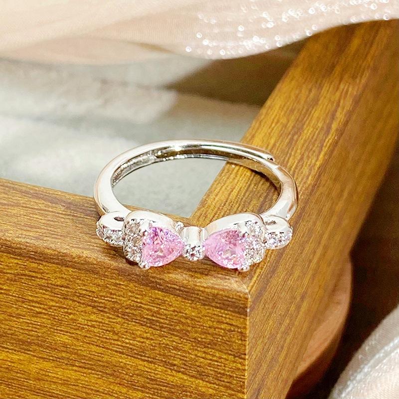 Überraschungsbox Süßer Rosa Zirkon Mädchen Herz Öffnungsring Schmetterling Stern Nische Stapelbares Tragen High-End Ring