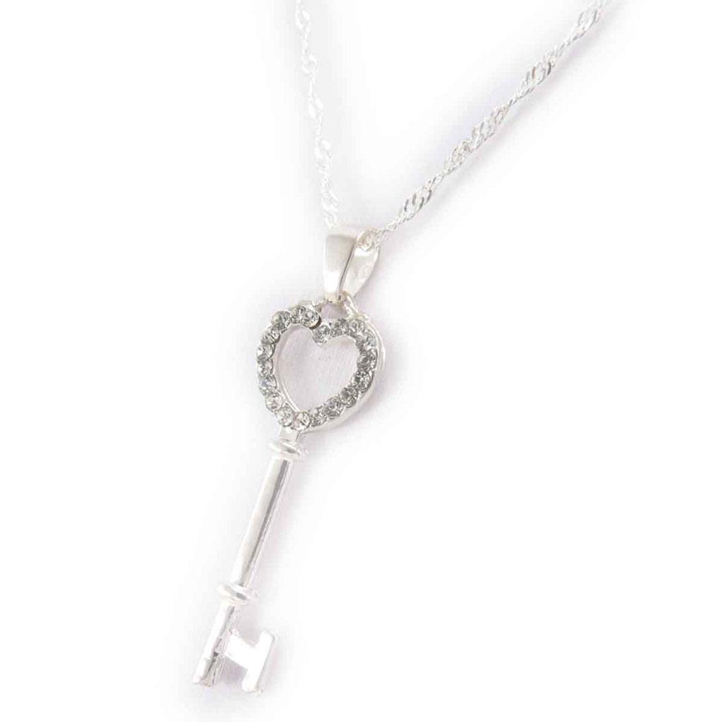 Les Trésors De Lily [J8498] - Designer Silver 'Key of Mysteries' Necklace
