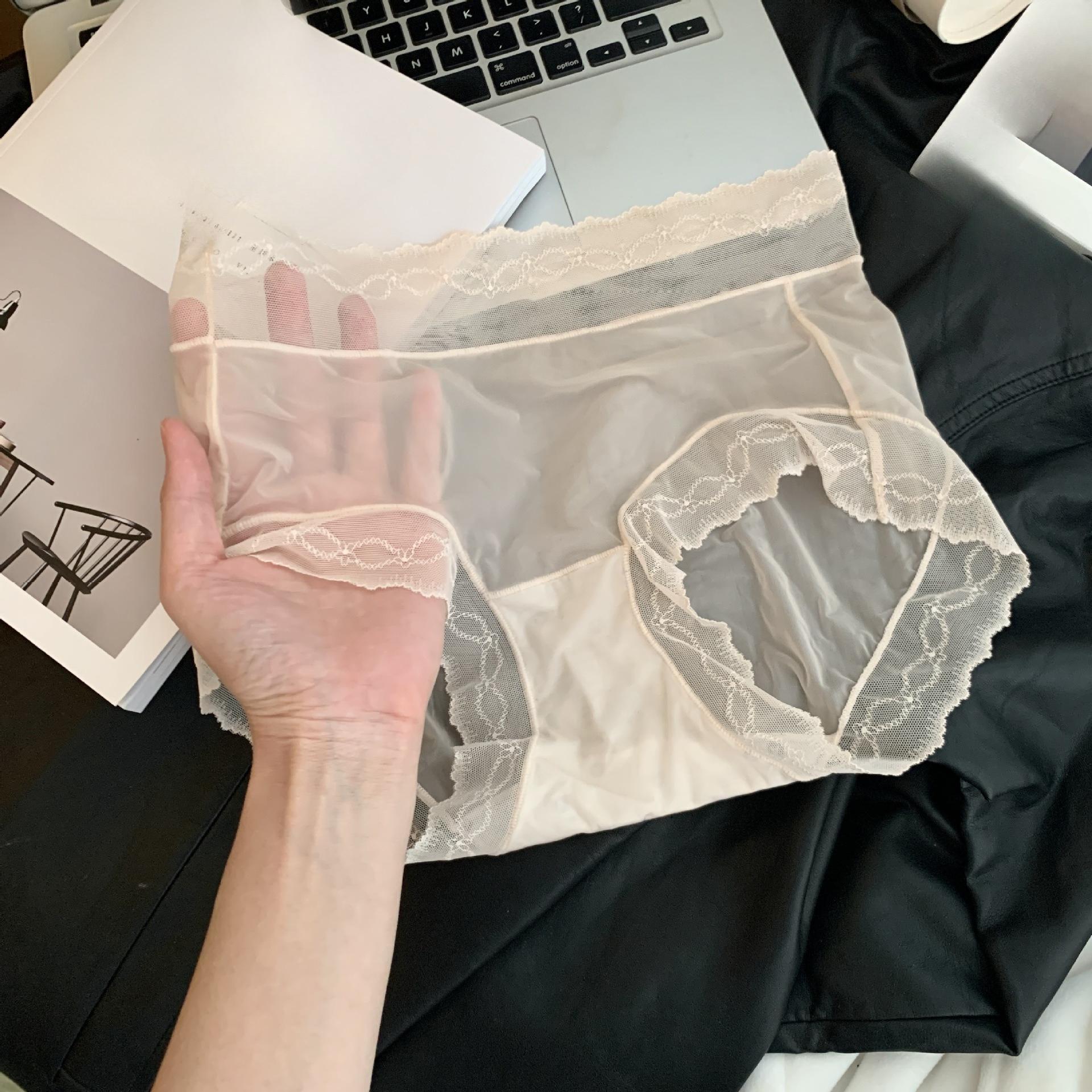 

Women s Spring Summer Ultra-thin Dry Ice Leather Lace Waist Panties XL тілесний