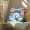 Deer Forest Animals Pillow Case Fashion Square Pillowcase Bedroom Sofa Room Ins Decoration Leisure