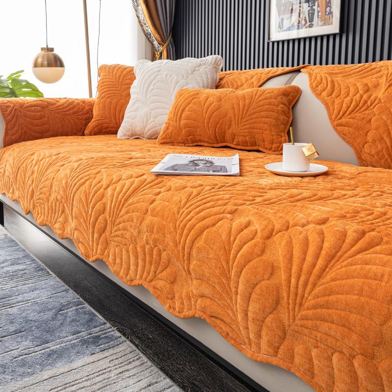 Modernes, minimalistisches Bananenblatt-Muster, Chenille-Sofakissen, vier Jahreszeiten, universeller Sofabezug, leichter Luxus und hochwertiger, staubdichter Stoff für die Rückenlehne