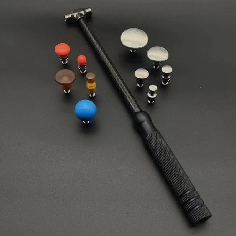 Car Dent Repair Hammer Body Repair Percussion Leveling Hammer Replaceable Traceless Repair Tool Carbon Fiber and Stainless Steel