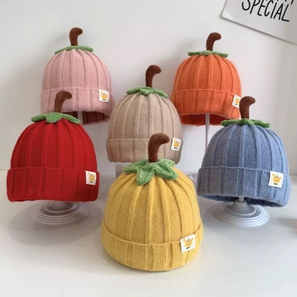 Cappellino a Costine Zucca per Bambini Piccoli Design Cartone Animato Cappellino per Neonati Nuovo Cappello Lavorato a Maglia per Neonato Halloween