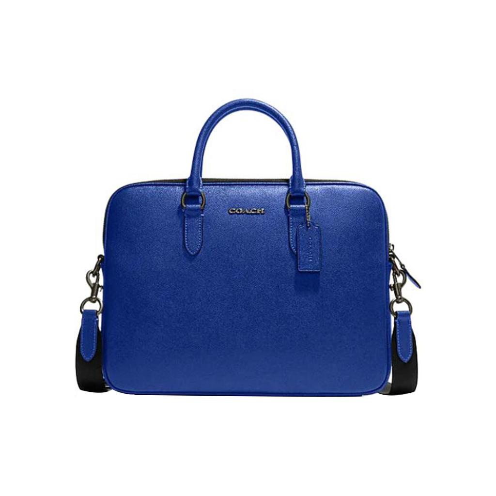 New COACH Leather Briefcase, Handbag Tubas Men's Blue CJ652-QBPDU
