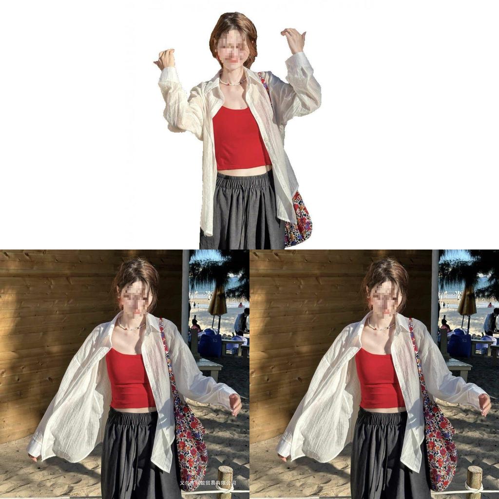 White Sun Protection Shirt For Women Summer Fashion With Spliced Design For Casual Wear