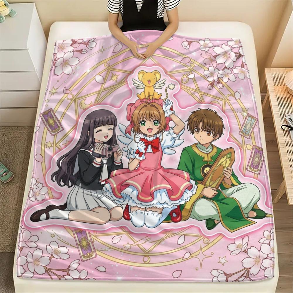 1PC Cardcaptor Sakura Patterned Flannel Blanket Suitable For All Seasons For Home Decor Warmth And Comfort Gifts Holiday Present