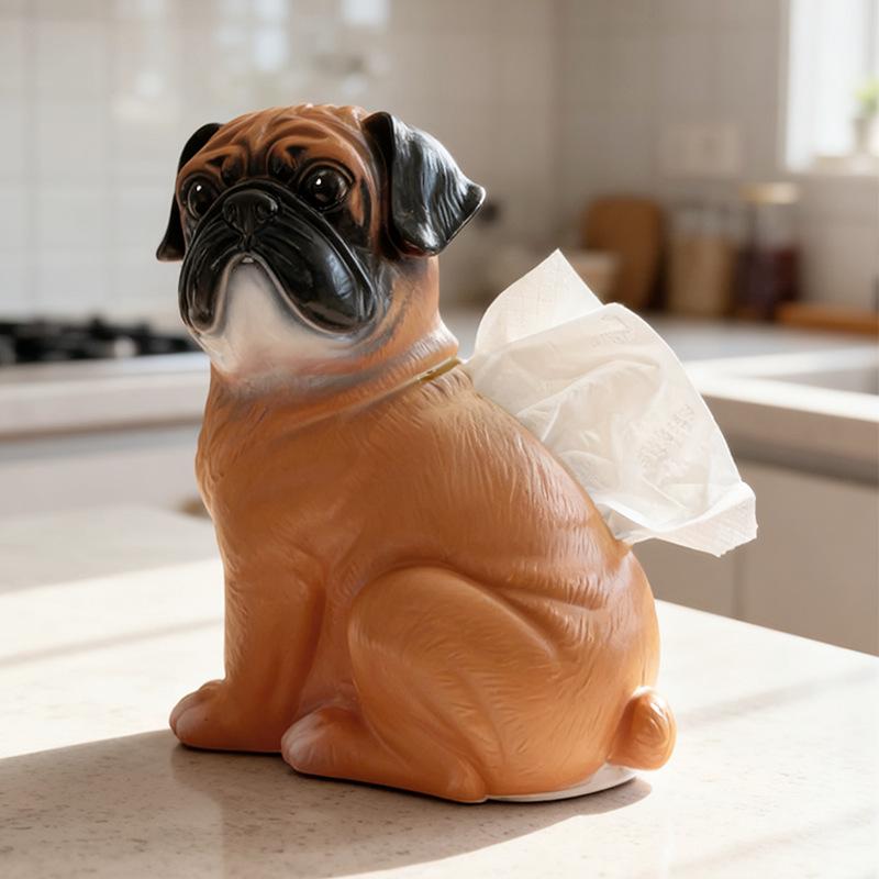 Creative Pug Tissue Box Paper Box Ornaments Luxury High-end Home Dining Table Living Room Coffee Table Desktop Decorations