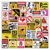 50Pcs Warning Sign Stickers Safety Alert Graphic Decals For Daily Decor Sticker Story Store