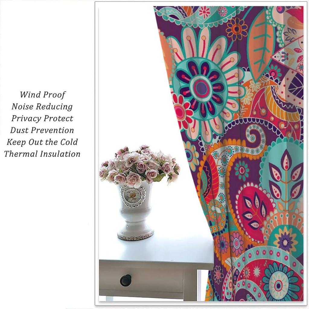 Paisley Floral Window Curtains Vintage Rustic Farmhouse Flowers Style Drapes Living Room Bohemian Blackout Made Of Polyester Sitting Treatment