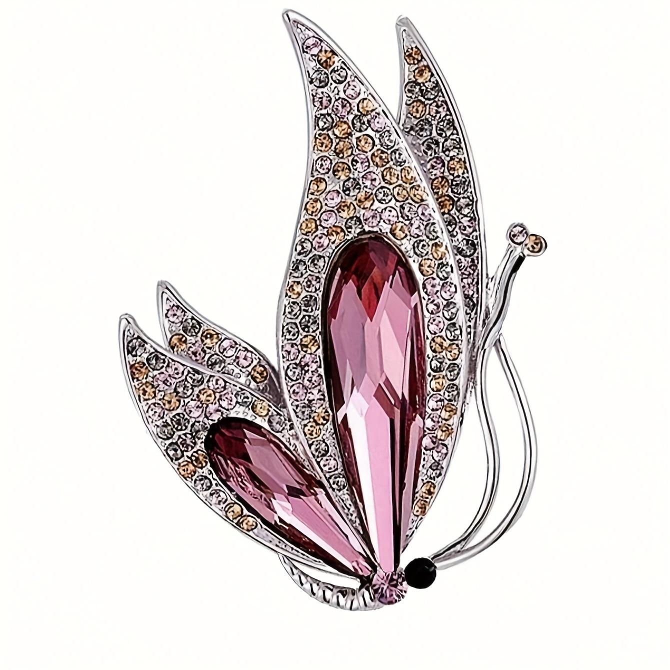 1PC Purple Crystal Brooch Temperament Versatile Butterfly Luxury Corsage Suit Accessories