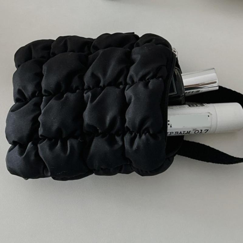 1Pcs Mini Cosmetic Pouch Cloud Waist Pack Lightweight Solid Secure Button Closure With Decorative Coin Purse And Headphone Bag