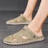 Fashion Summer Sandals Men Leather Classic Roman Sandals Slipper Outdoor Sneaker Beach Rubber Flip Flops Men Water Trekking Sandals