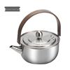 Portable Outdoor Black & Grey Teapot: Creative Gongfu Tea Ceremony Kettle with 304 Stainless Steel & Wood