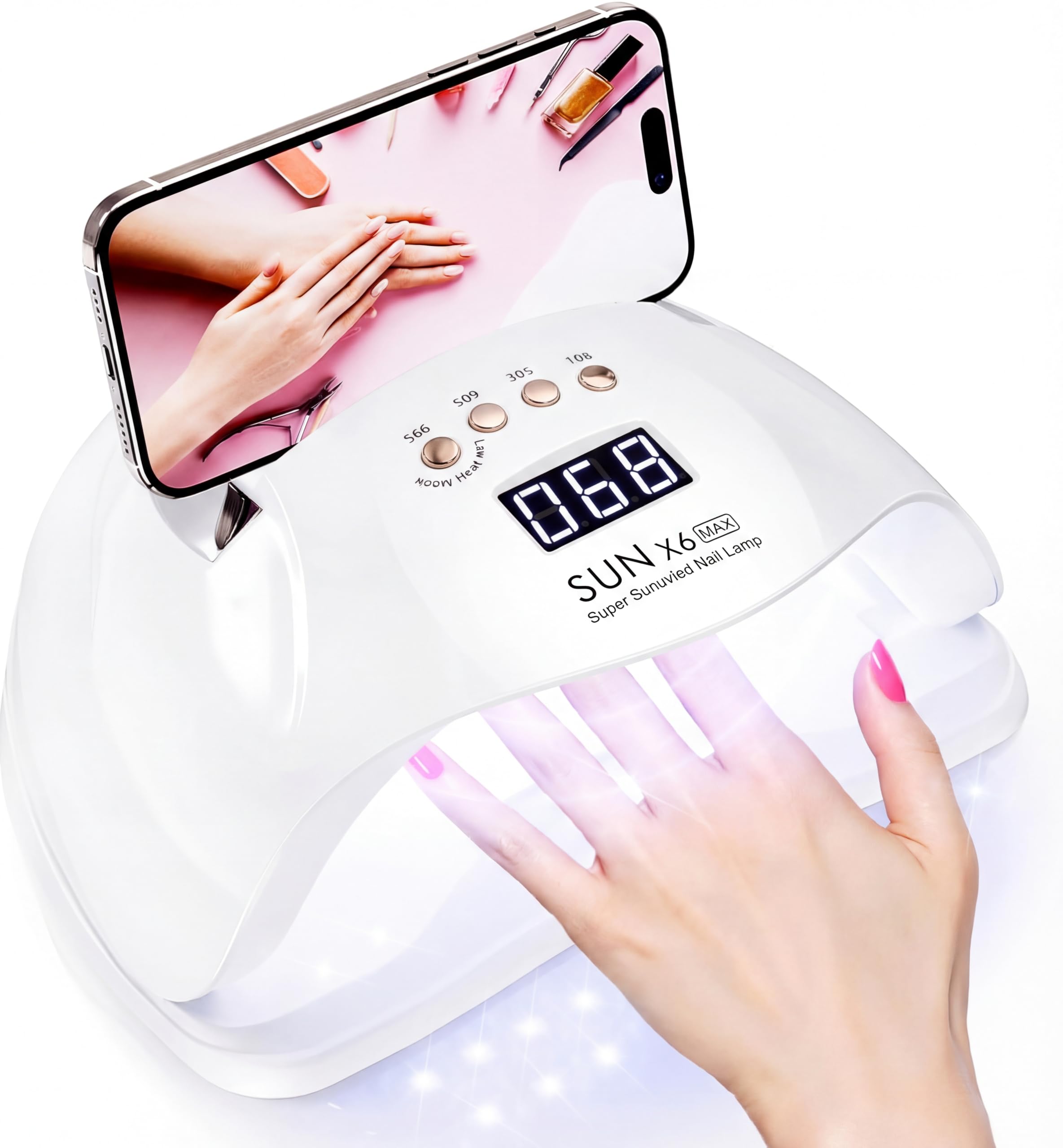 

Latest Gel Nail Nail Light LED UV Light for Compatible with All 280W Curing 66 Fast Automatic Suitable for Hands and Foot Nail Includes Nail Recipe