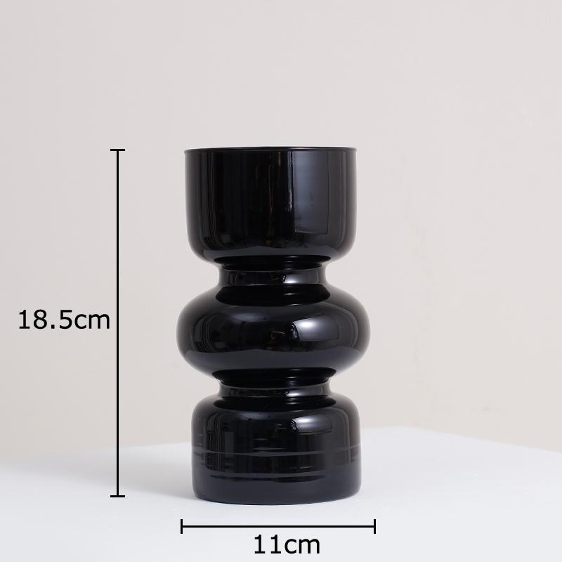 Минимализм Черная Круглая Стеклянная Ваза Настольное Украшение Искусственные Цветы Декоративная Цветочная Композиция Вазы Эстетичный Декор Комнаты