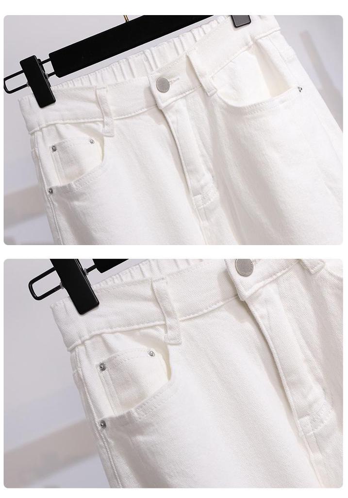 Plus Size High Waist Denim Slimming Dad Pants - Casual and Loose Fit for Women