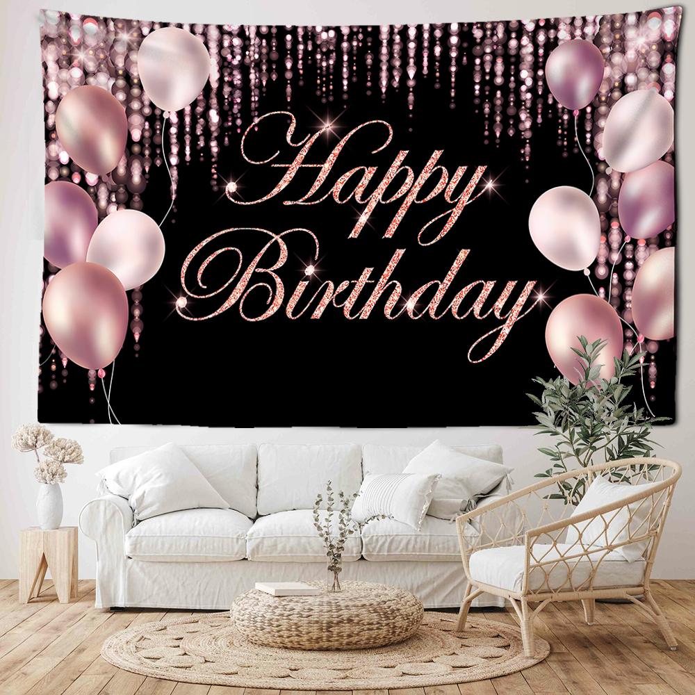 Happy Birthday Poster Tapestry Wall Hanging Mysterious Hippie Art Tapitz Festival Bedroom Living Room Home Decor
