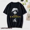 CAMARÓN Graphic Print Tops Stylish Men's T-shirt Fun Novelty Short Sleeved Streetwear Cotton Retro Trend Cool Street T Shirts