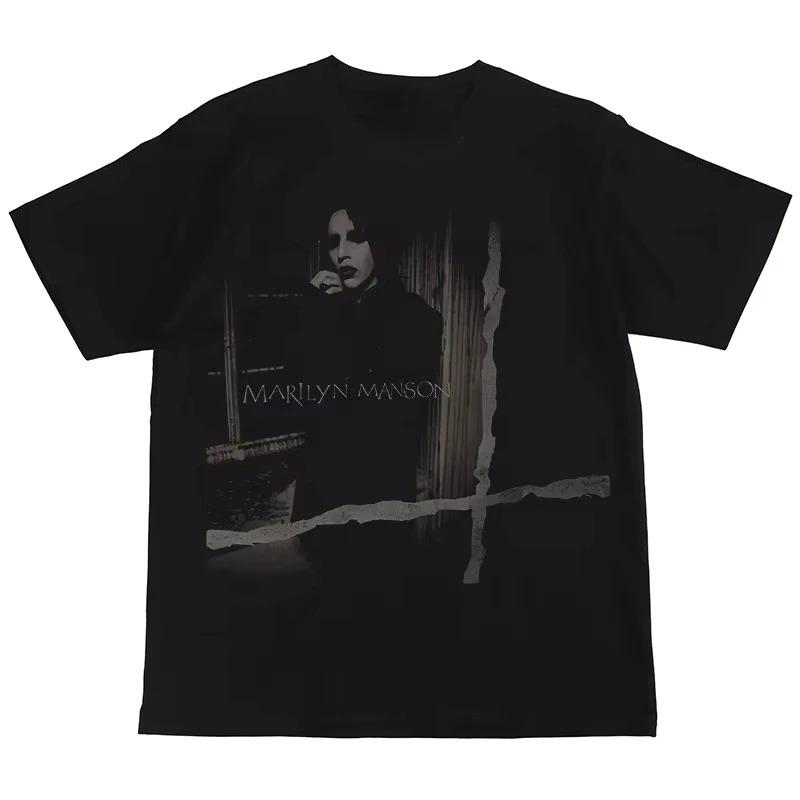 Gothic Rock Marilyn Manson Fan T-Shirts Vintage Death Hype T-Shirts Herren Damen Oversize Y2k 90er Reine Baumwolle Streetwear Kleidung Oberteile