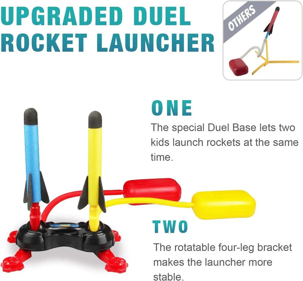 Outdoor Toy Rocket Launcher for Kids Dueling Outdoor Games for Child Stomp Launch Pad  Steam Gift for Boys and Girl Foam Rocket