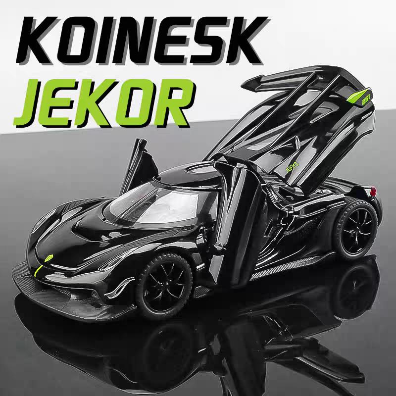 Koenigsegg Jesko Attack Supercar Simulation Diecast & Toy Vehicles Sounds & Light Pull Back Car 1:32 Alloy Model Gifts For Children