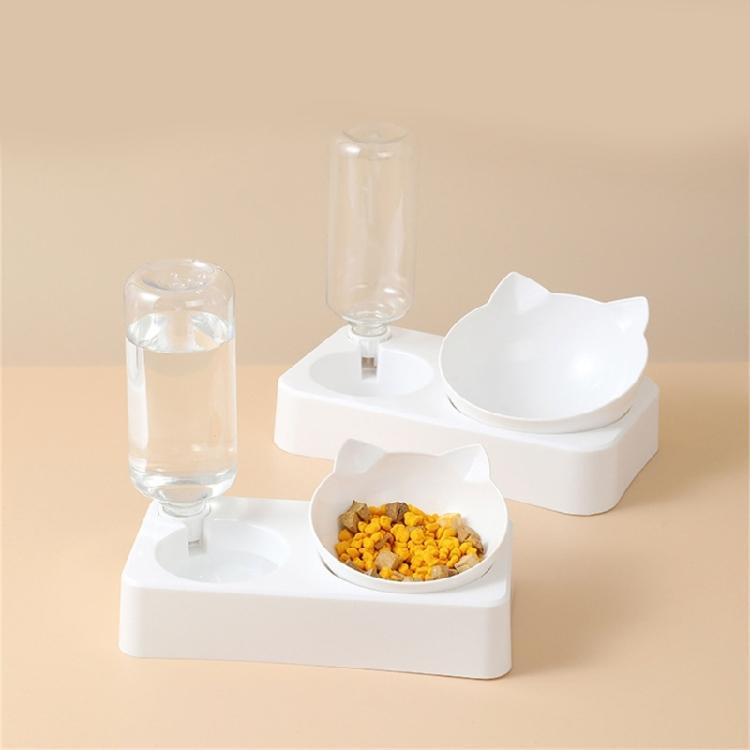 2 in 1 Dog Feeder Cats Food Water Bowl Double Bowl Anti-Leak