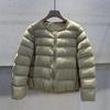New round neck puff down jacket women's short simple casual warm white duck down ribs jacket
