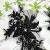Black Mesh Embroidery Flower Bead Sequin Flower Clothing Dress Wedding Bag Decoration Flower Cloth Sticker Accessories