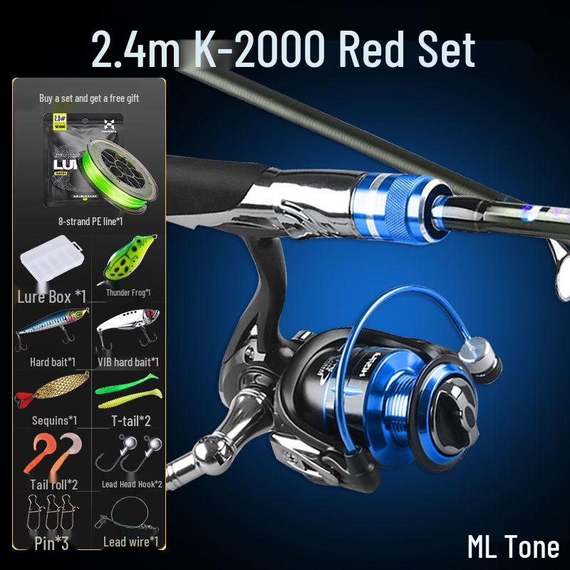 Hasda Carbon Fishing Rod & Reel Set - Straight Handle, Long Cast Metal Spinning Reel, Ideal for Beginners