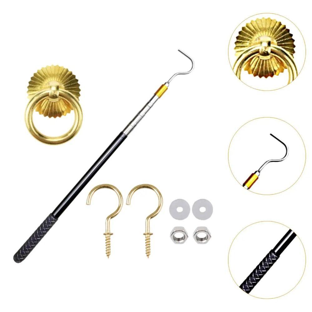 Stainless Steel Loft Stair Pull Hook Kit Splicing Ladder Pull-Down Tool  For Home,Loft Hotel
