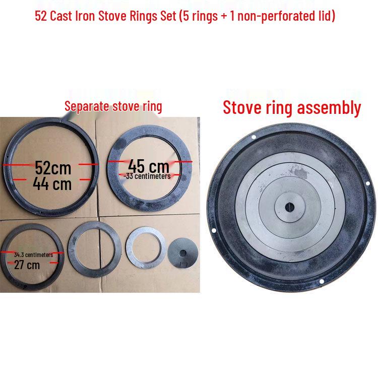Cast Iron Firewood Stove Ring & Lid: Thickened Rustic Pot and Fire Pit Accessories