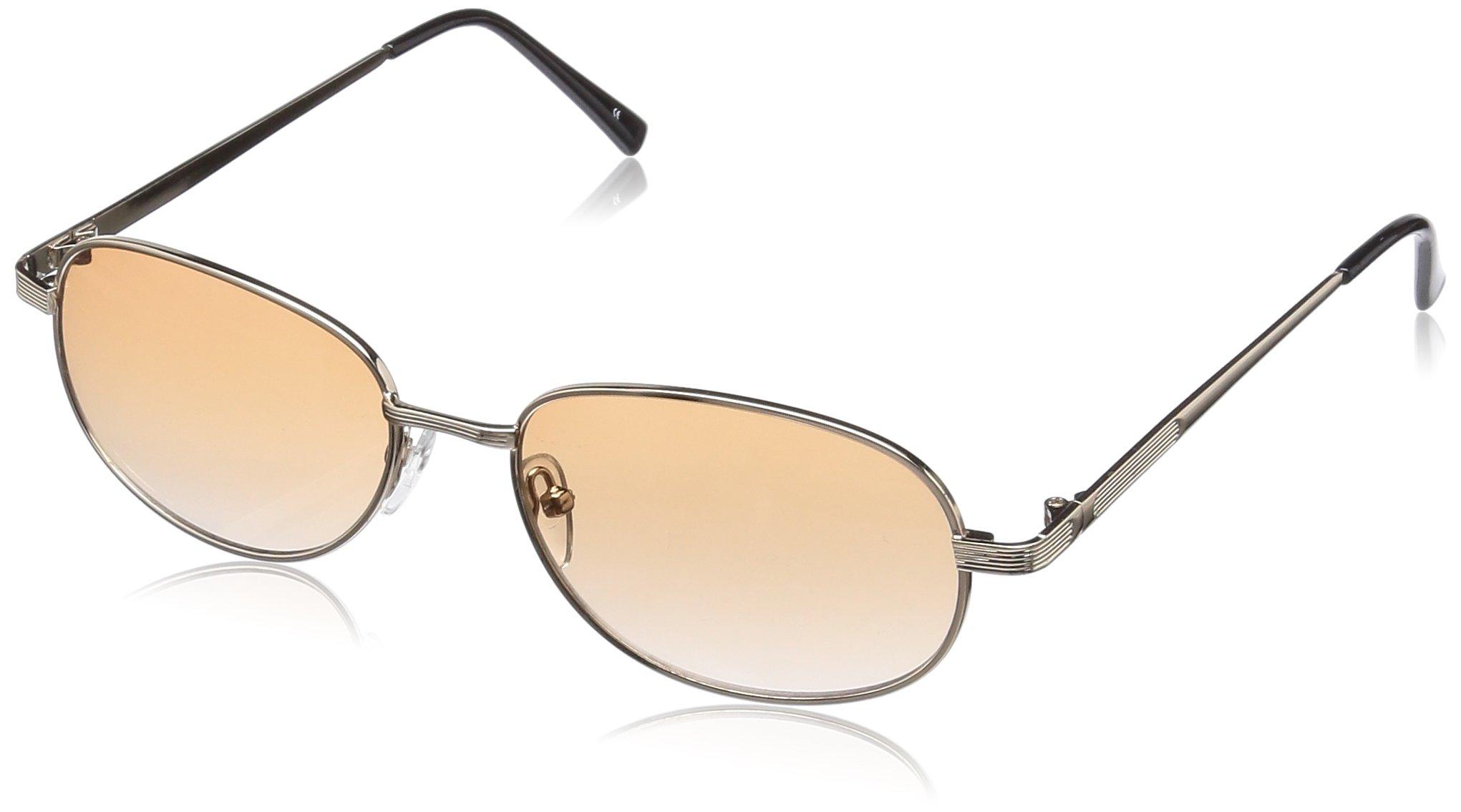 (Модные очки) МОДНЫЕ ОЧКИ Металлические Мужские для Пожилых 7586 01 Коричневые Полуободковые (Золотая рамка) Свободно