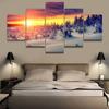 5 Pieces Fantasy Sunset Snowy Forest Canvas Painting Landscape Posters and Prints Wall Pictures Living Room Home Decor No Frame