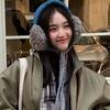 Korean Contrasting Color Straps Women Winter Fashion Versatile Thermal Ear Protectors Plush Pullover Hats
