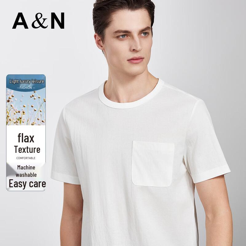 Antonio Men s Linen Blend Round Neck Pocket T-Shirt XL