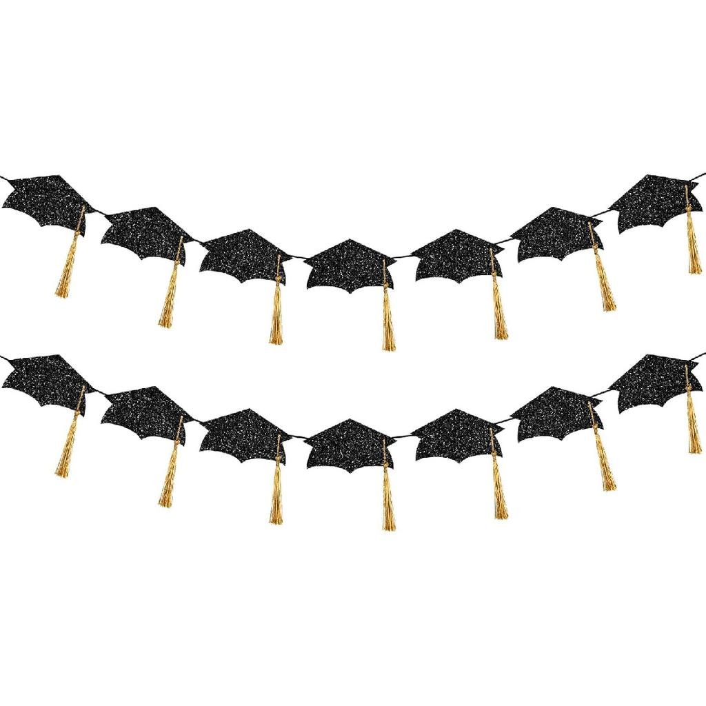 5Pcs Blue and Yellow Graduation Cap Garland Banner 2025 Graduation Banner Class of 2025 for Grad Party Decorations Class of 2025 Blue and Yellow