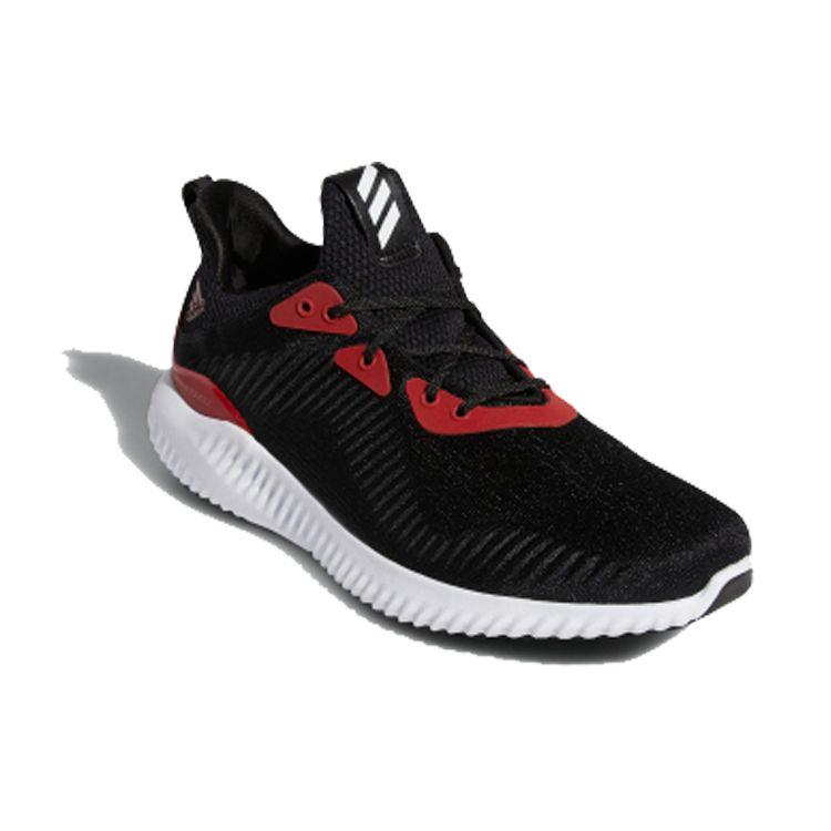 Adidas Alphabounce 1 Comfortable Fabric Shock Absorption Durable Low Top Casual Running Shoes Men Sneakers Black Red FW5188