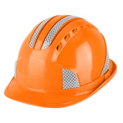 Construction Site Protective Cap Ventilate ABS Hard Hat Reflective Stripe Safety Helmet(Orange)