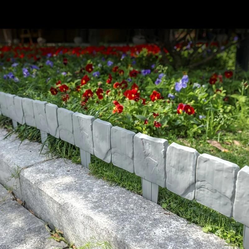 Plastic Garden Edging Border, Imitation Stone Fence Panels, Patio Outdoor Barrier, DIY Garden Landscape Edge Border Spliceable