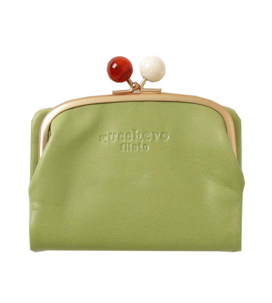 ZUCCHERO Women's Bifold Wallet with Clasp Closure, Genuine Leather, Small, Made In Japan, Green