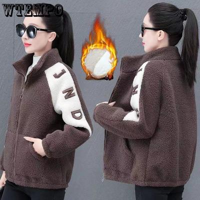 Women's Thickened Cotton Jacket Autumn and Winter Fashion New Versatile Letter Color Blocked Cotton Jacket for Women