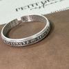 Vintage Silber Geschnitztes Prajnaparamita Herz-Sutra Lotusblüte Armband Sechs-Zeichen Wahre Worte Breite Armreifen