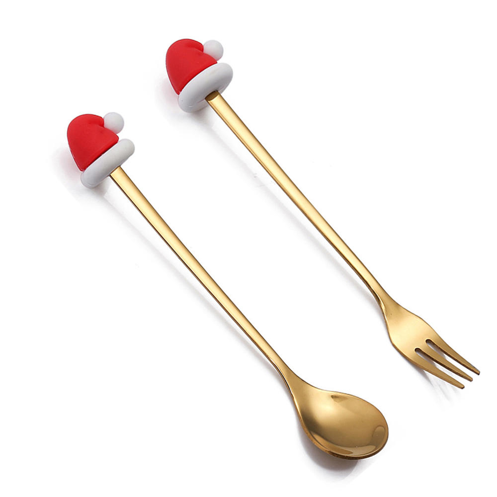 

Рождественские украшения Кофейные ложки Вилки Столовые приборы Набор Рождественские подарки 2025 Новогодний декор 2024 Санта-Клаус Украшения на елку